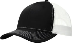 Port Authority C112 Snapback Trucker Cap - Black White - Black White / One Size Fits Most