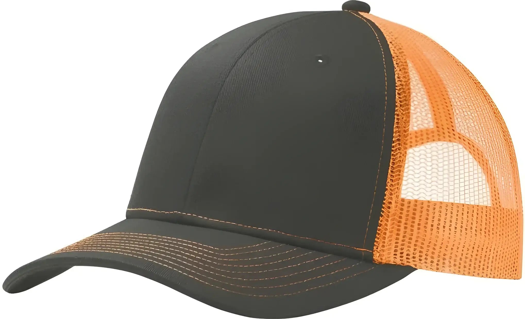 Port Authority C112 Snapback Trucker Cap - Gray Steel Neon Orange - Dark Gray Orange / One Size Fits Most