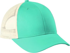 Port Authority C112LP Low-Profile Snapback Trucker Cap - Bright Seafoam Ecru - Mint Ivory / OSFM