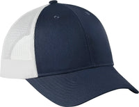 Port Authority C112LP Low-Profile Snapback Trucker Cap - Dress Blue Navy Heather Silver Mist - Navy White / OSFM