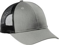 Port Authority C112LP Low-Profile Snapback Trucker Cap - Heather Gray Black - Gray Black / OSFM