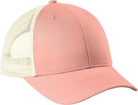 Port Authority C112LP Low-Profile Snapback Trucker Cap - Soft Coral Ecru - Pink Ivory / OSFM