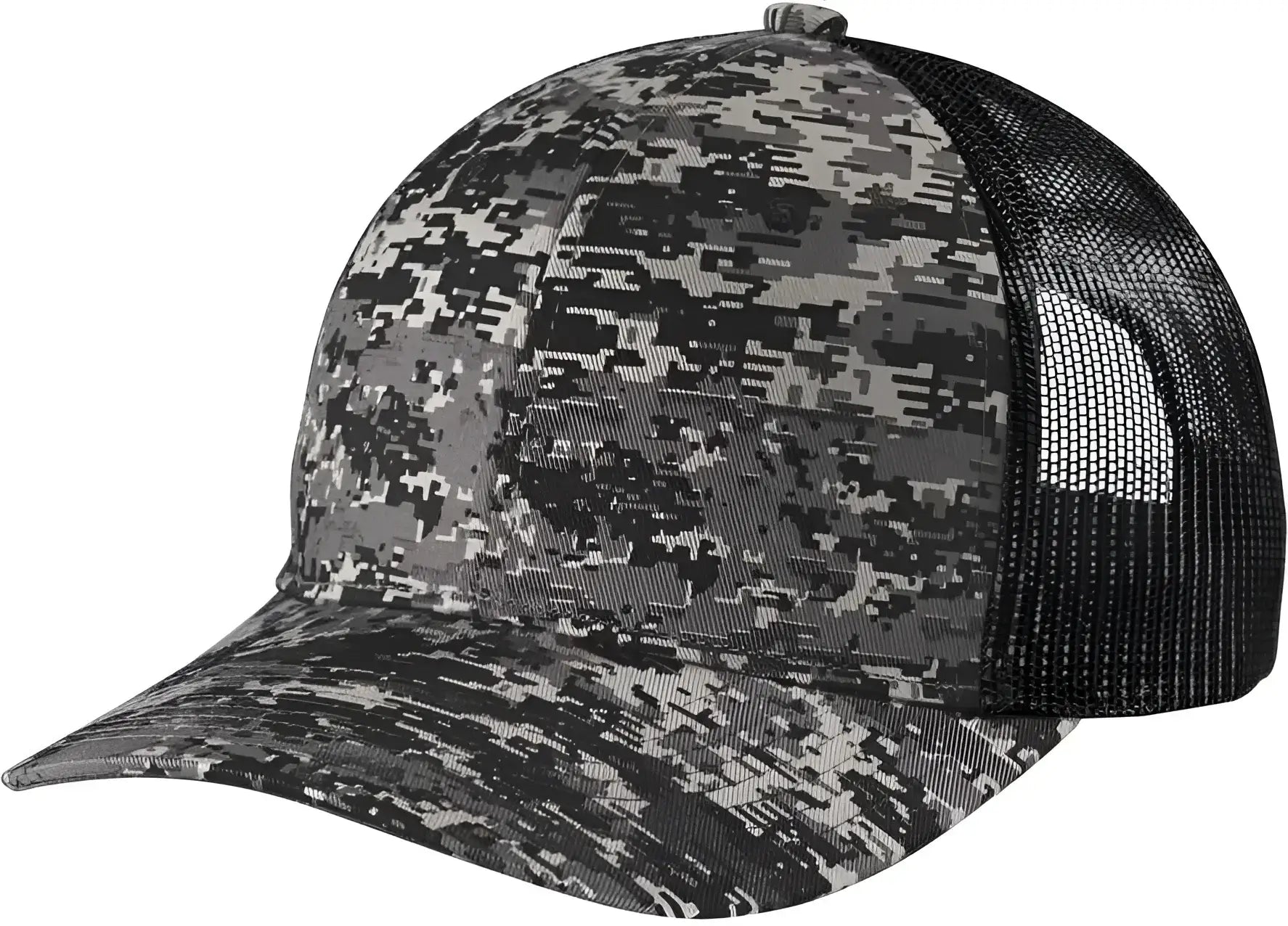 Port Authority C114 Digi Camo Snapback Trucker Cap - Black Digi Black - Black / One Size Fits Most