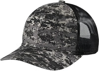 Port Authority C114 Digi Camo Snapback Trucker Cap - Black Digi Black - Black / One Size Fits Most
