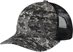 Port Authority C114 Digi Camo Snapback Trucker Cap - Black Digi Black - Black / One Size Fits Most