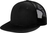 Port Authority C117 Snapback Flat Bill Trucker Cap - Black - Black / Adult OSFM