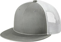 Port Authority C117 Snapback Flat Bill Trucker Cap - Heather Grey White - Gray White / Adult OSFM