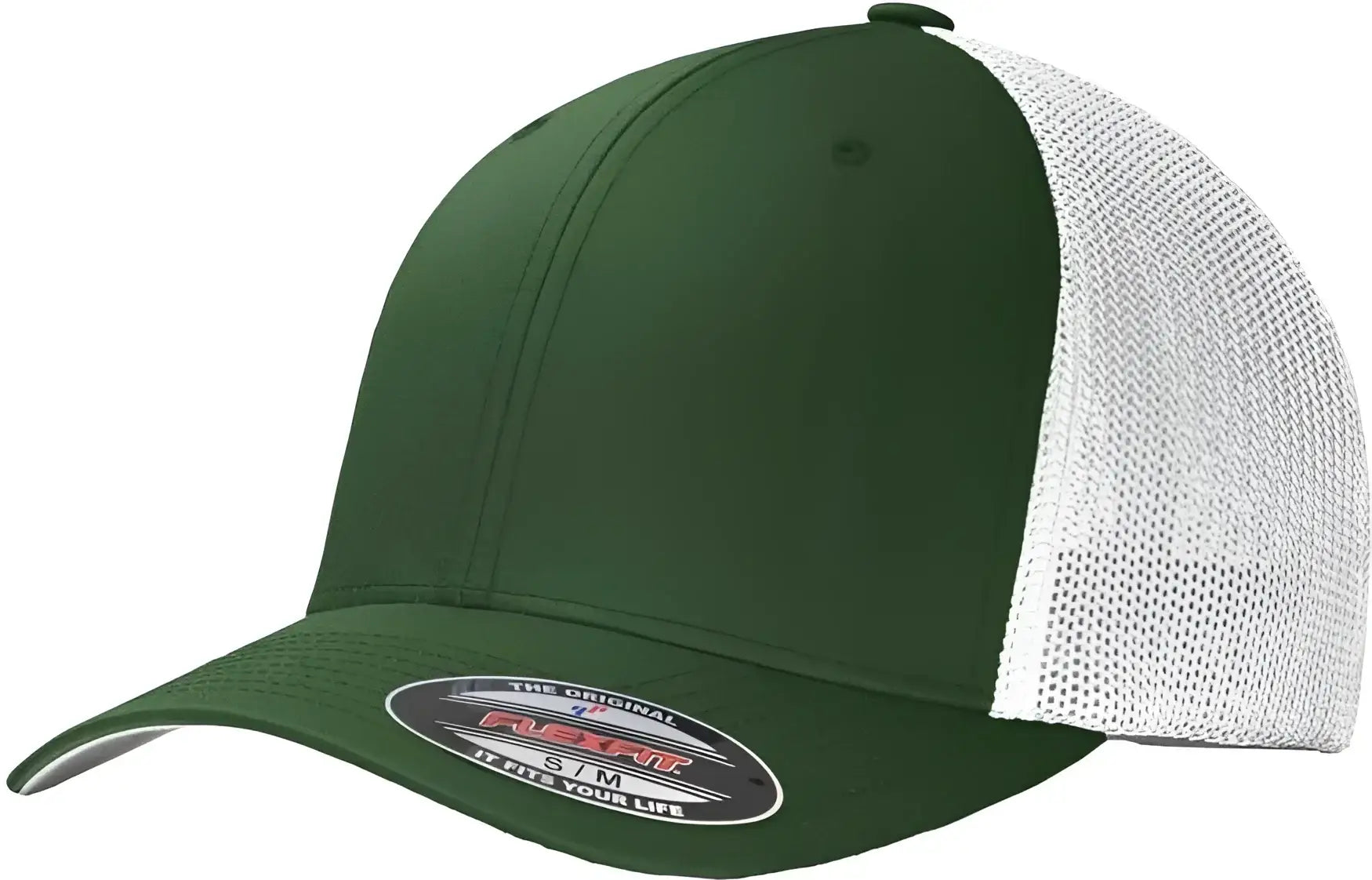 Port Authority C812 Flexfit Mesh Back Cap - Forest Green White - Forest White / 7’’ - 7 3/8’’