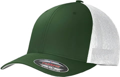 Port Authority C812 Flexfit Mesh Back Cap - Forest Green White - Forest White / 7’’ - 7 3/8’’