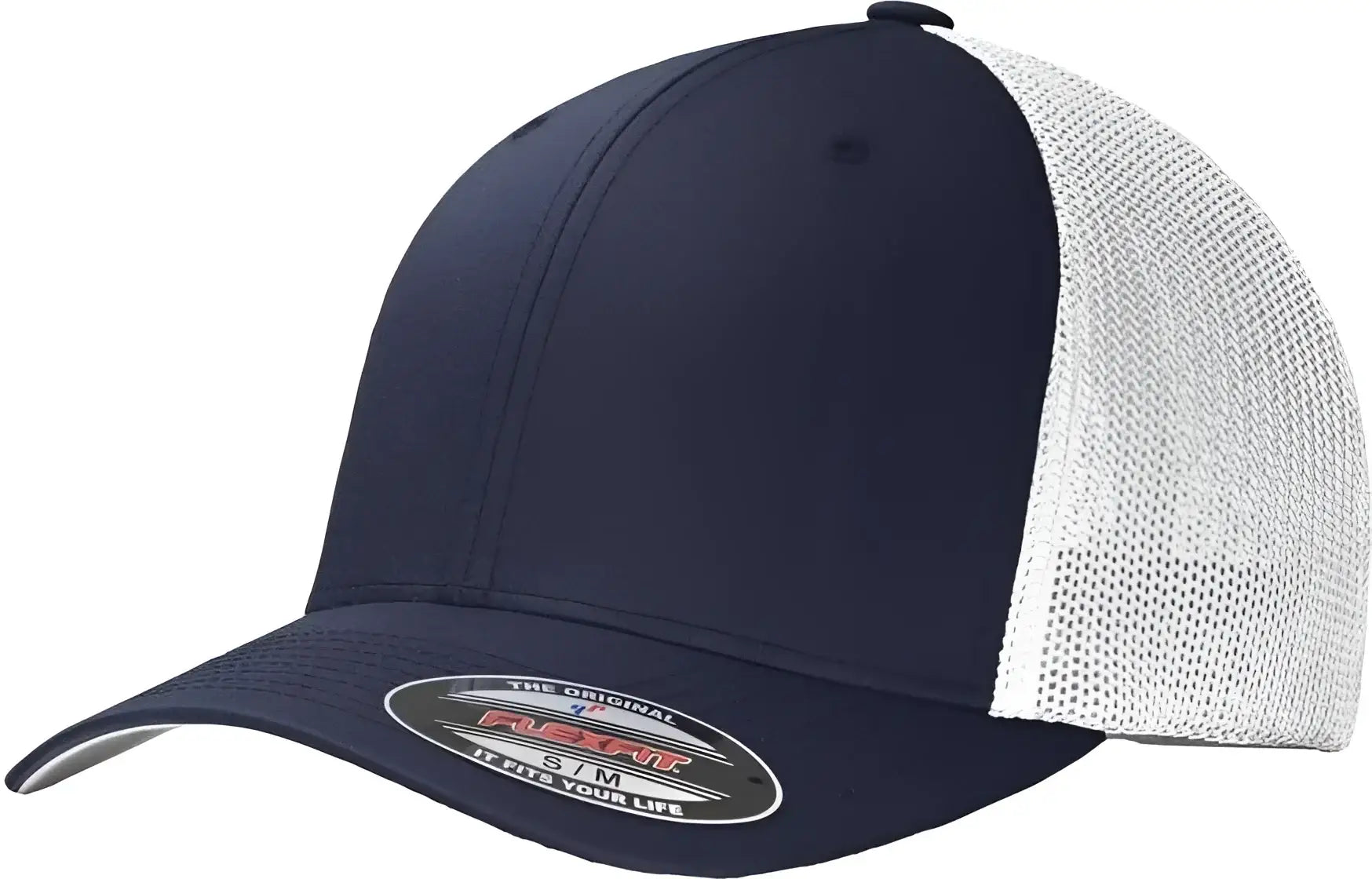 Port Authority C812 Flexfit Mesh Back Cap - True Navy White - Navy White / 7’’ - 7 3/8’’