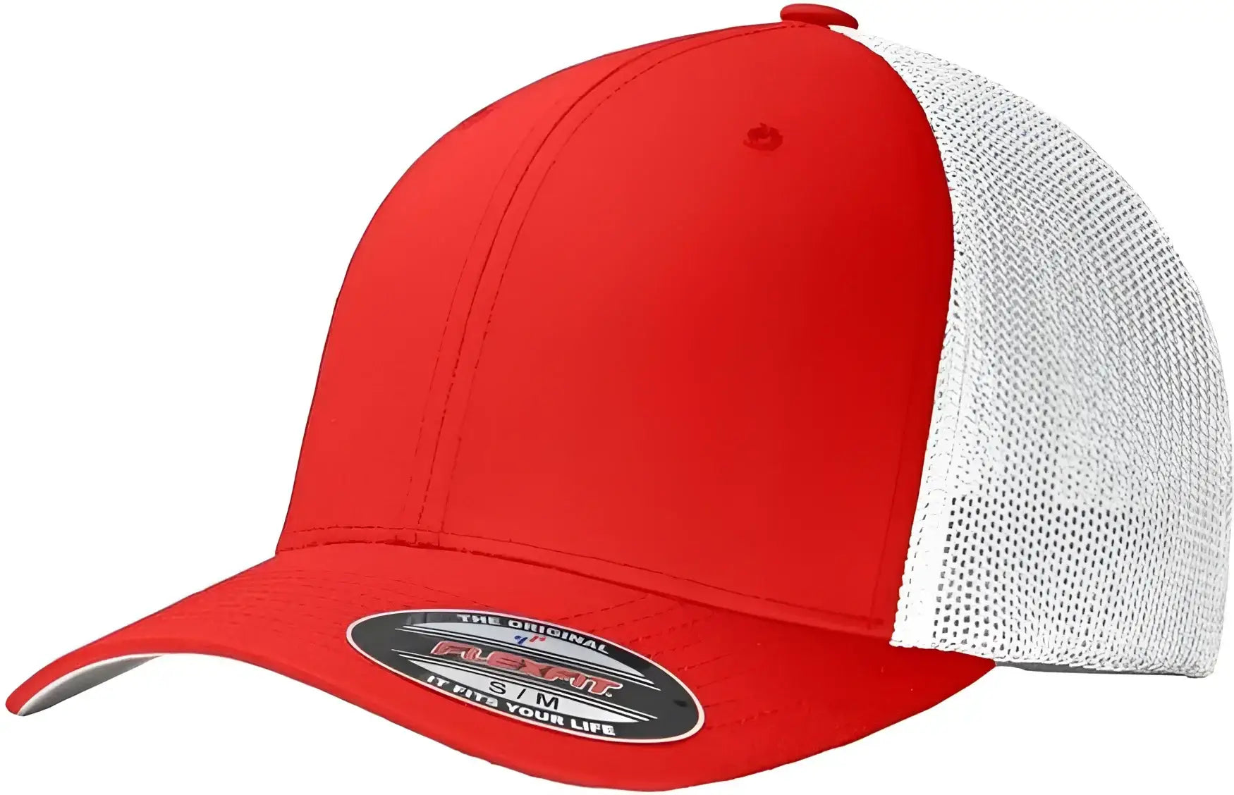 Port Authority C812 Flexfit Mesh Back Cap - True Red White - Red White / 7’’ - 7 3/8’’