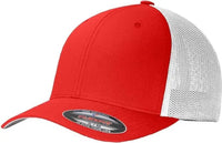 Port Authority C812 Flexfit Mesh Back Cap - True Red White - Red White / 7’’ - 7 3/8’’