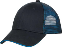 Port Authority C818 Double Mesh Snapback Sandwich Bill Cap - Black Shock Blue - Black Blue / 7 1/4’’ - 7 5/8’’