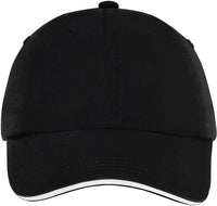Port Authority C830 Sandwich Bill Cap with Striped Closure - Black White - Black White / 7’’ - 7 3/8’’