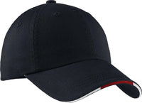 Port Authority C830 Sandwich Bill Cap with Striped Closure - Classic Navy Red White - Navy Red / 7’’ - 7 3/8’’