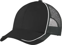 Port Authority C904 Colorblock Mesh Back Cap - Black White Magnet - Black Dark Gray / One Size Fits Most