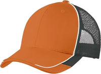 Port Authority C904 Colorblock Mesh Back Cap - Flare Orange White Magnet - Orange White / One Size Fits Most