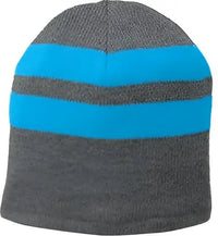 Port Authority C922 Port & Company Fleece-Lined Striped Beanie Cap - Black Athletic Red - Black/ Athletic Red