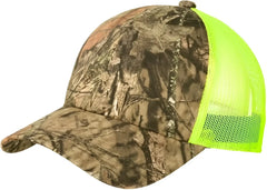 Port Authority C930 Structured Camouflage Mesh Back Cap - Mossy Oak Break-Up Country Neon Yellow - Mossy Oak Break Up