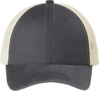Port Authority C943 Beach Wash Mesh Back Cap - Coal/ Stone - Coral Light Gray / OSFA