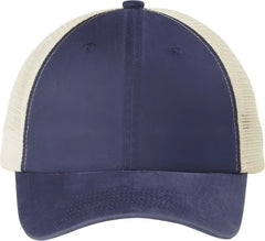 Port Authority C943 Beach Wash Mesh Back Cap - Denim Blue/ Stone - Navy Light Gray / OSFA