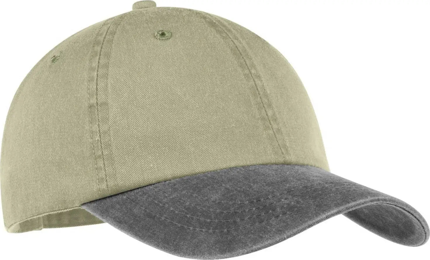 Port & Company CP83 Two-Tone Pigment-Dyed Cap - Khaki Charcoal - Khaki Dark Gray / One Size Fits Most