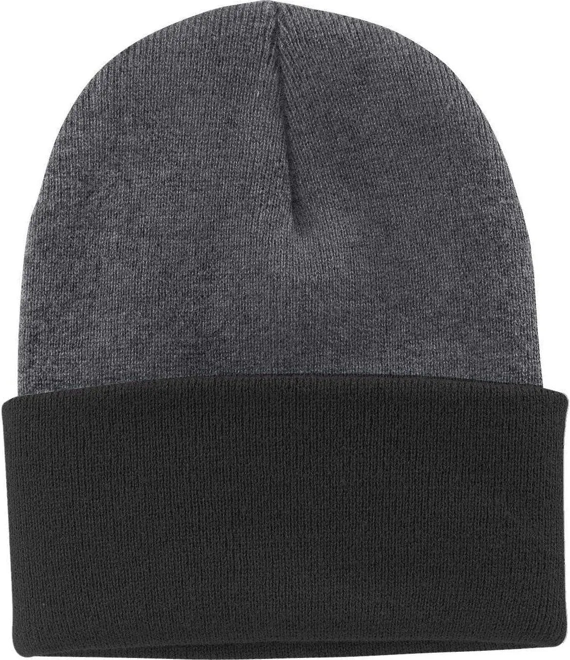 Port & Company CP90 Knit Cap with Cuff Athletic Oxford Black Dark Gray Black / One Size Fits Most