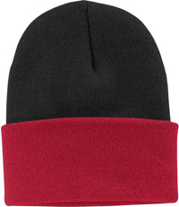 Port & Company CP90 Knit Cap with Cuff Black Athletic Red Black Red / One Size Fits Most