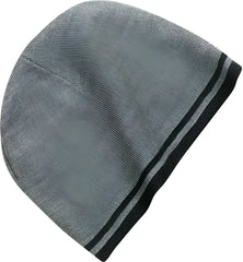 Port & Company CP93 Fine Knit Skull Cap with Stripes - Athletic Oxford Black - Dark Gray Black / One Size Fits Most