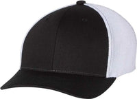 Richardson 110 Fitted Trucker with R-Flex Caps - Black White - Black White / SM-MD