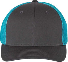 Richardson 110 Fitted Trucker with R Flex Caps Charcoal Neon Blue