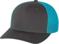 Richardson 110 Fitted Trucker with R-Flex Caps - Charcoal Neon Blue - Dark Gray Blue / SM-MD