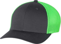 Richardson 110 Fitted Trucker with R-Flex Caps - Charcoal Neon Green - Dark Gray Green / SM-MD