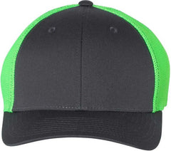 Richardson 110 Fitted Trucker with R-Flex Caps - Charcoal Neon Green