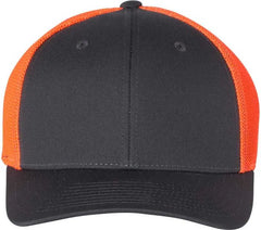 Richardson 110 Fitted Trucker with R Flex Caps Charcoal Neon Orange