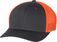 Richardson 110 Fitted Trucker with R-Flex Caps - Charcoal Neon Orange - Dark Gray Orange / SM-MD