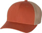 Richardson 110 Fitted Trucker with R Flex Caps Dark Orange Khaki Orange Khaki / SM MD