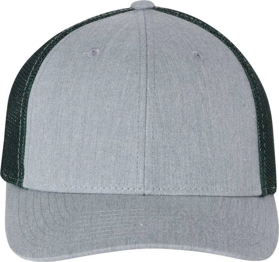 Richardson 110 Fitted Trucker with R-Flex Caps - Heather Gray Dark Green