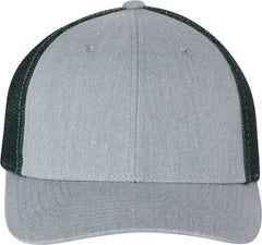 Richardson 110 Fitted Trucker with R Flex Caps Heather Gray Dark Green