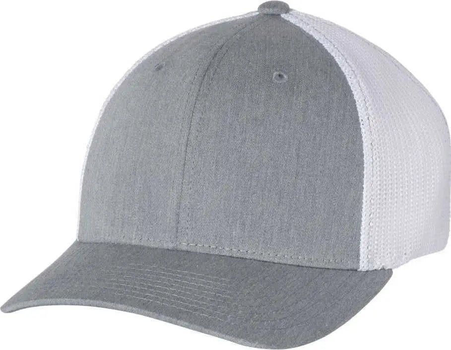 Richardson 110 Fitted Trucker with R-Flex Caps - Heather Gray White - Gray White / SM-MD