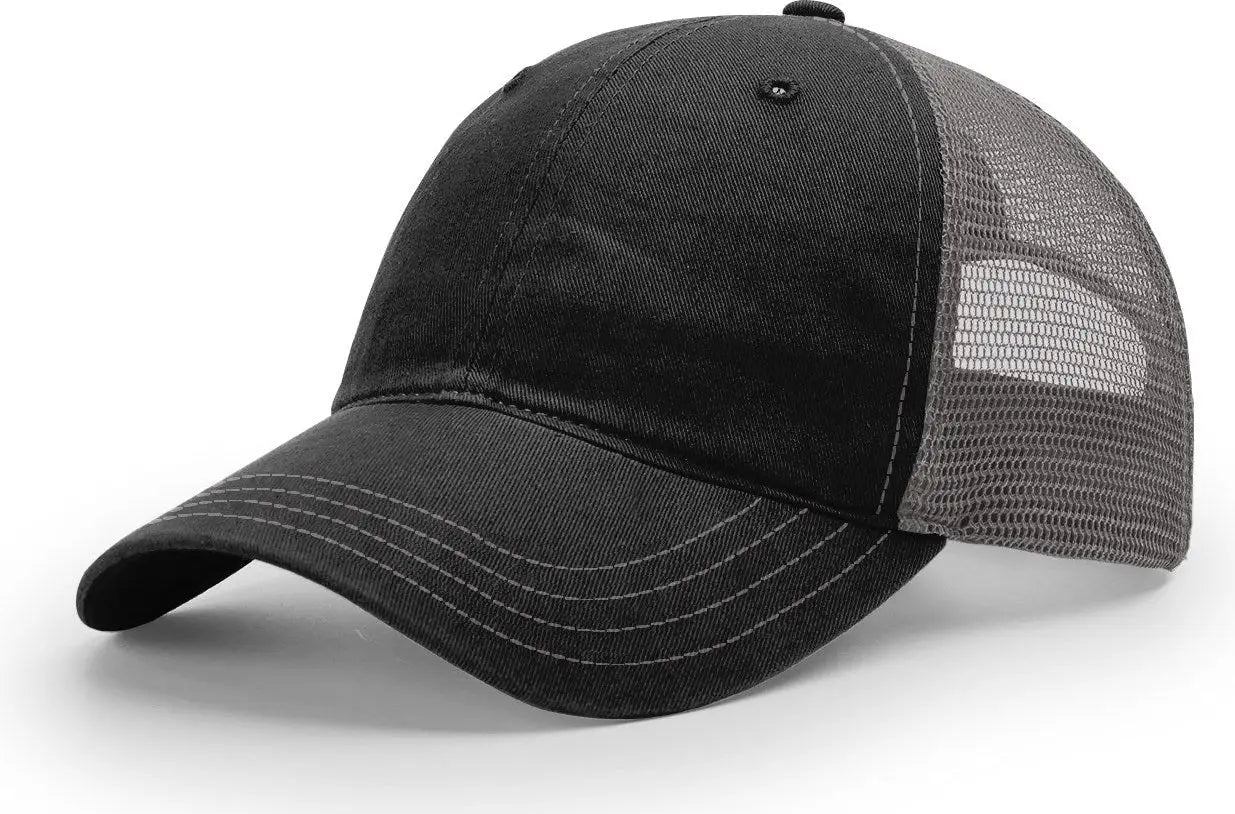 Richardson 111 Garment Washed Trucker Cap - Black Charcoal - Black Dark Gray / OSFM