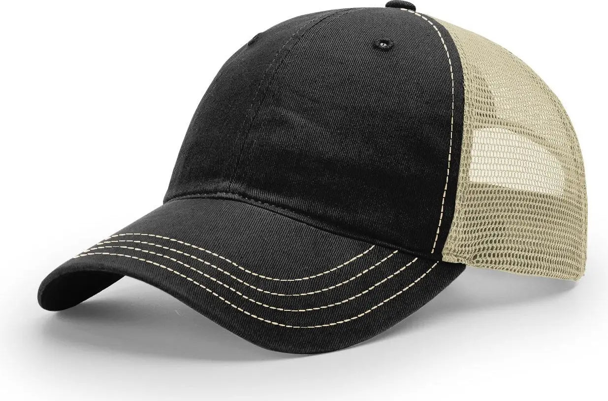 Richardson 111 Garment Washed Trucker Cap - Black Khaki - Black Khaki / OSFM