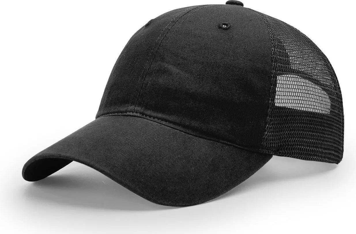 Richardson 111 Garment Washed Trucker Cap - Black White - Black White / OSFM