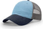 Richardson 111 Garment Washed Trucker Cap - Columbia Blue Charcoal Navy - Columbia Blue Dark Gray Navy / OSFM