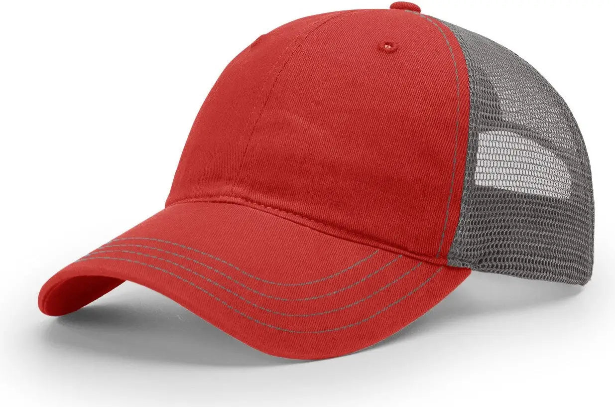 Richardson 111 Garment Washed Trucker Cap - Red Charcoal - Red Dark Gray / OSFM