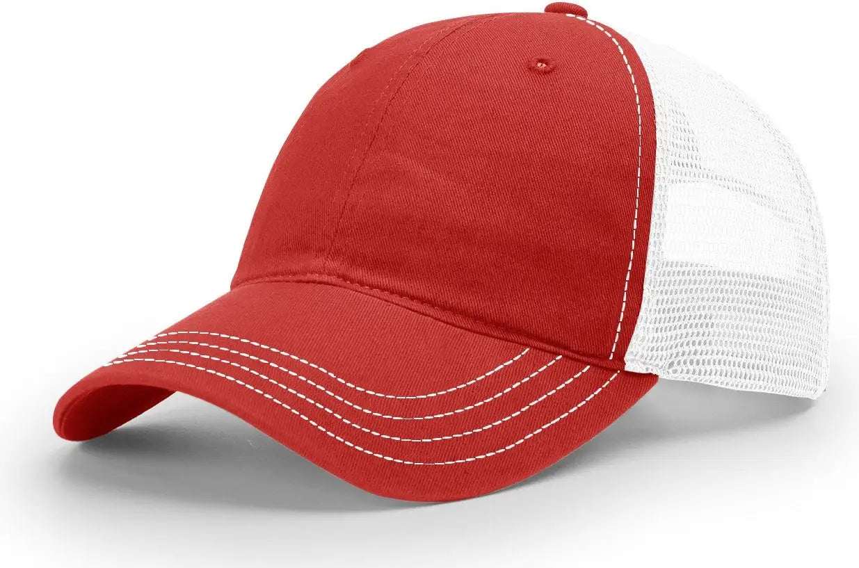 Richardson 111 Garment Washed Trucker Cap - Red White - Red White / OSFM