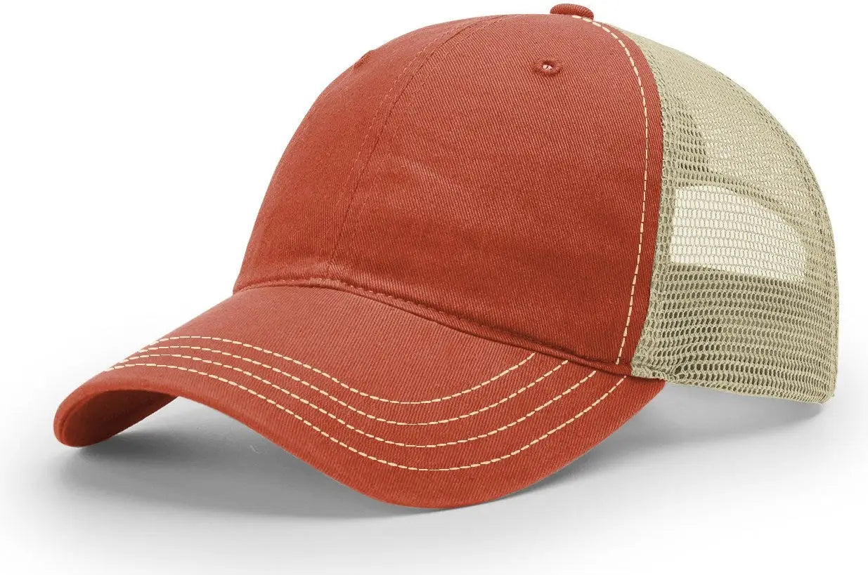 Richardson 111 Garment Washed Trucker Cap - Texas Orange Khaki - Texas Orange Khaki / OSFM