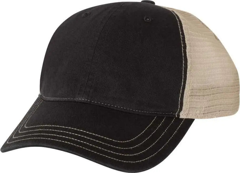 Richardson 111 Garment-Washed Trucker Caps - Black Khaki - Black Khaki / OSFM