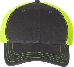 Richardson 111 Garment-Washed Trucker Caps - Charcoal Neon Yellow - Dark Gray Yellow / OSFM