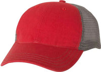 Richardson 111 Garment-Washed Trucker Caps - Red Charcoal - Red Dark Gray / OSFM